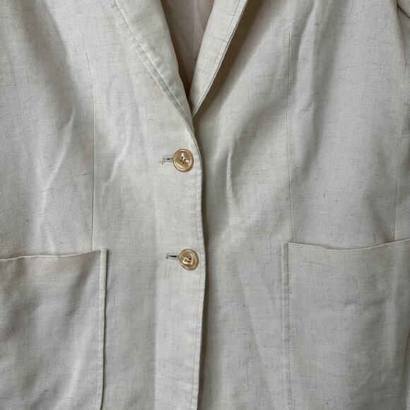 M/Lg 13/14 VTG Made in Japan Linen Blend Blazer Workwear Corporate Chic Business - Picture 2 of 5